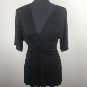 R Jean Blouse Deep V Cinched Waist Blouse M